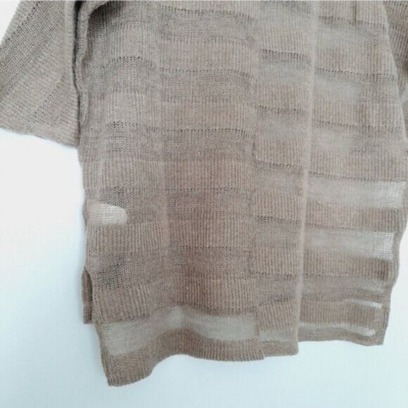 BLUE BIRD Semi-sheer Oversized Fine Knit Sweater Top Stripped Tan Sz M - Picture 10 of 10